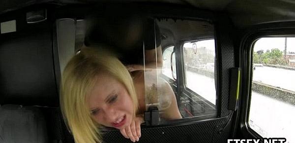  Blonde babe gets fisted in the taxi